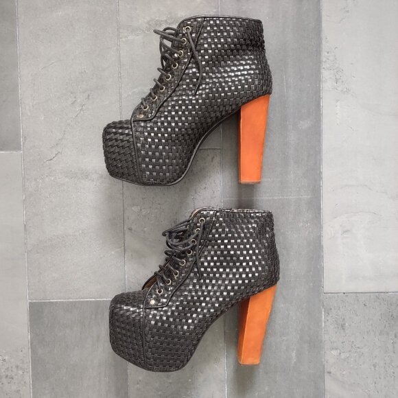 Jeffrey Campbell black basketweave Litas - 8 - Picture 2 of 10